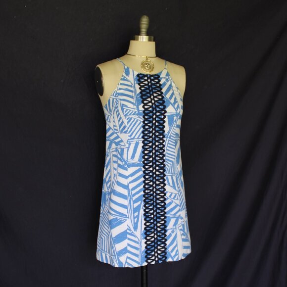 Lilly Pulitzer Annabelle Bay Blue Yacht Sea Rope mod Shift Dress crochet lace - Picture 5 of 9